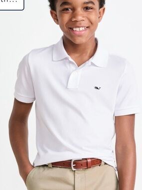Vineyard Vines White Polo with Navy Whale Logo